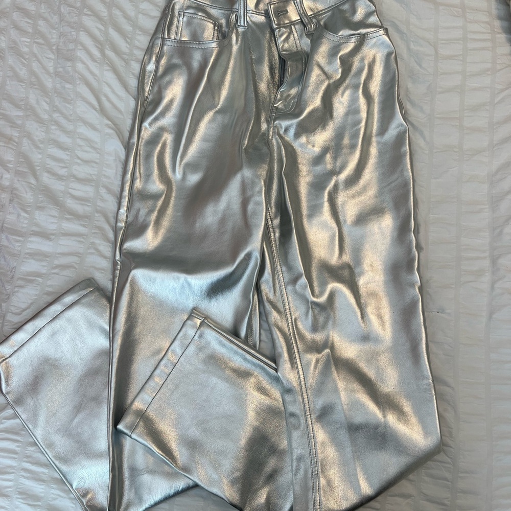 Shiny Silver Metallic Pants